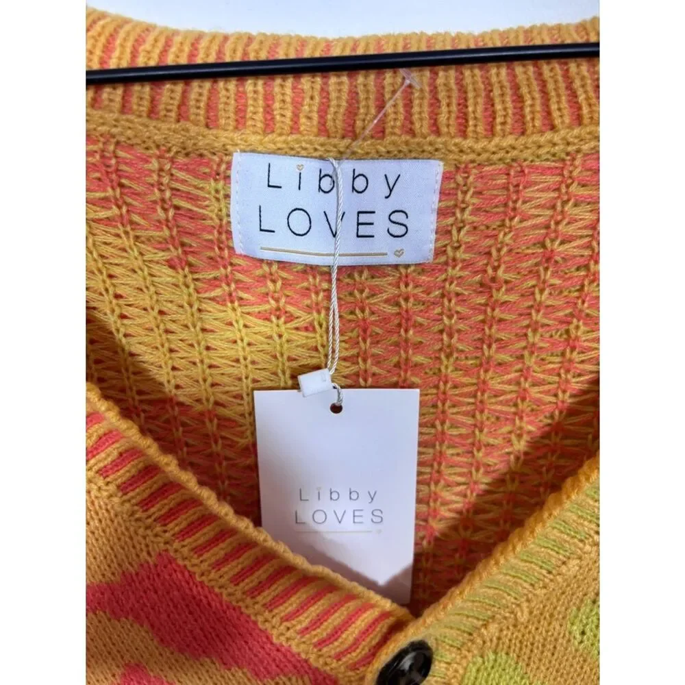 Libby Loves Leopard Button Front Ribbed Trim Cardigan One Size NWT cheetah